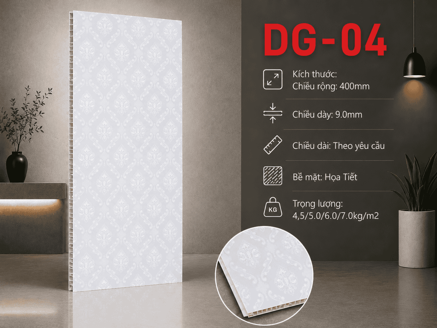 Tấm Ốp Nano DG-04 Nhựa PVC Bột Đá