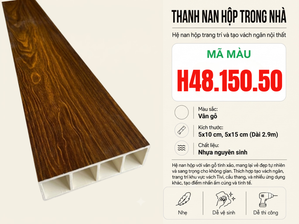 Thanh Nan Hộp H48.150.50 Vân Gỗ Nâu Sang Trọng