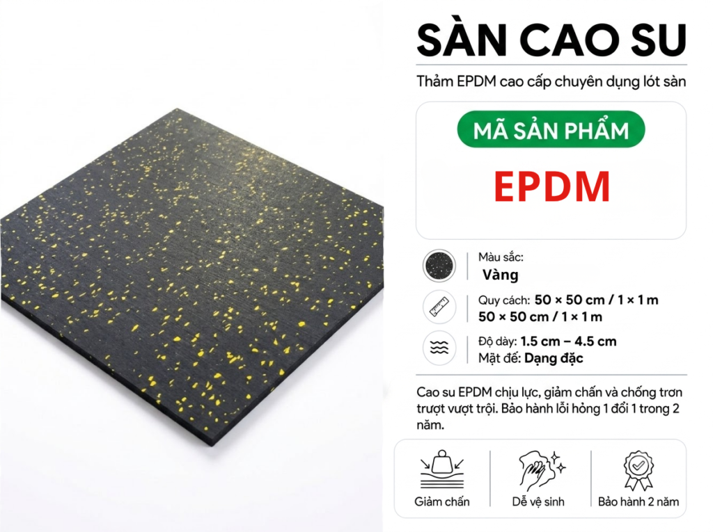 Sàn Cao Su EPDM Đốm Vàng Giảm Chấn, Chống Trượt