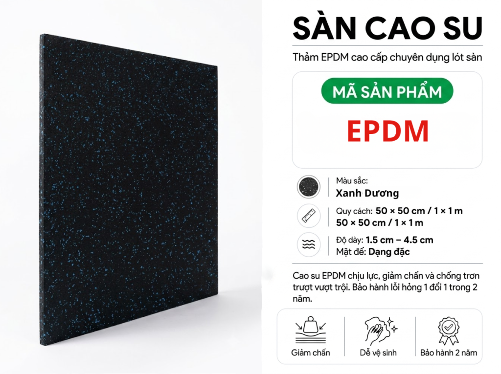 Sàn Cao Su EPDM Đốm Xanh Giảm Chấn, Chống Trượt