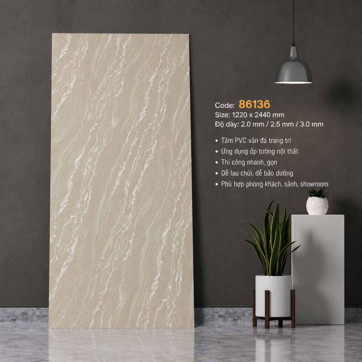 Tấm PVC Vân Đá 86136