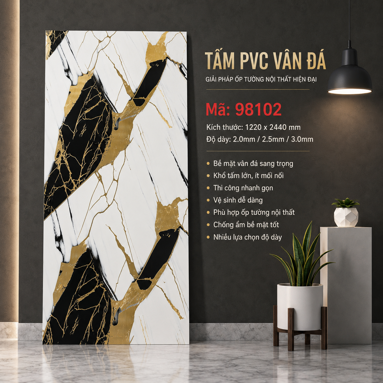 Tấm PVC Vân Đá 98102