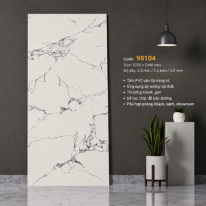 Tấm PVC Vân Đá 98104 màu trắng vân đá tự nhiên ốp tường nội thất