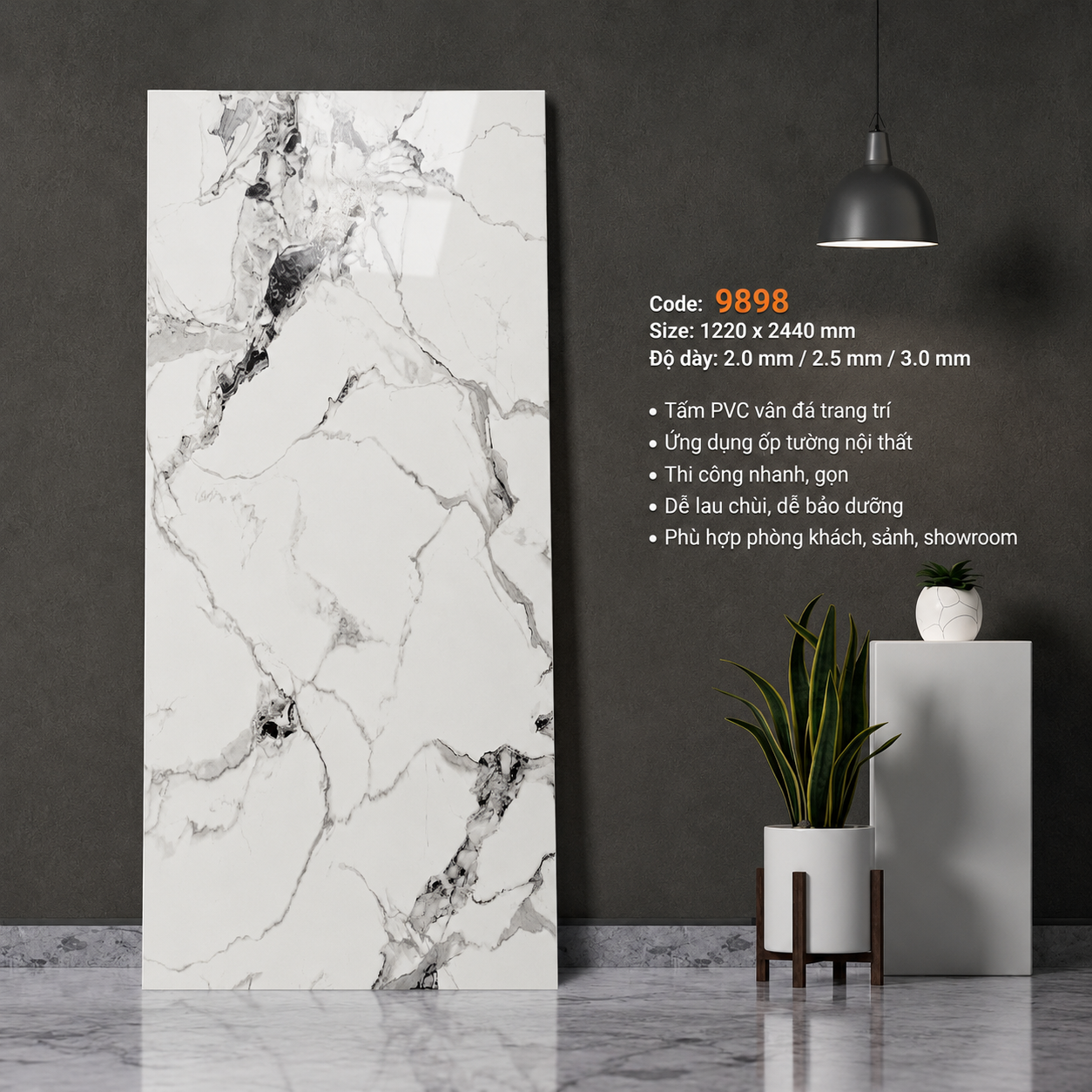 Tấm PVC Vân Đá 9898