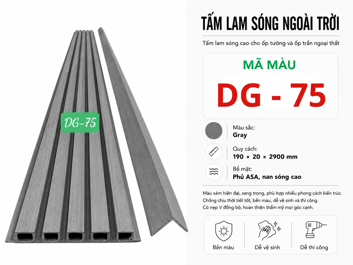 Tấm Lam Sóng Ngoài Trời DG-75