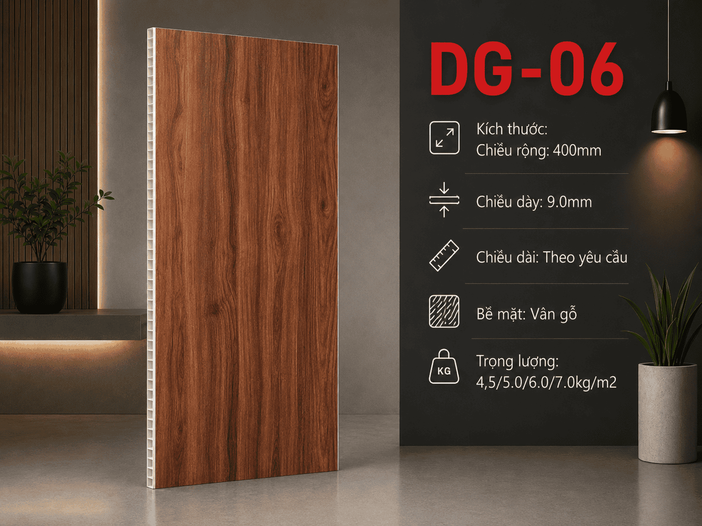 Tấm Ốp Nano DG-06 Nhựa PVC Vân Gỗ