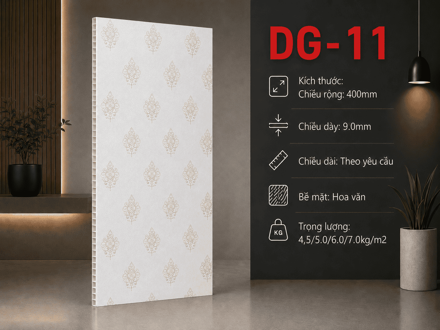 Tấm Ốp Nano DG-11 Phẳng Nhựa PVC Phủ Film
