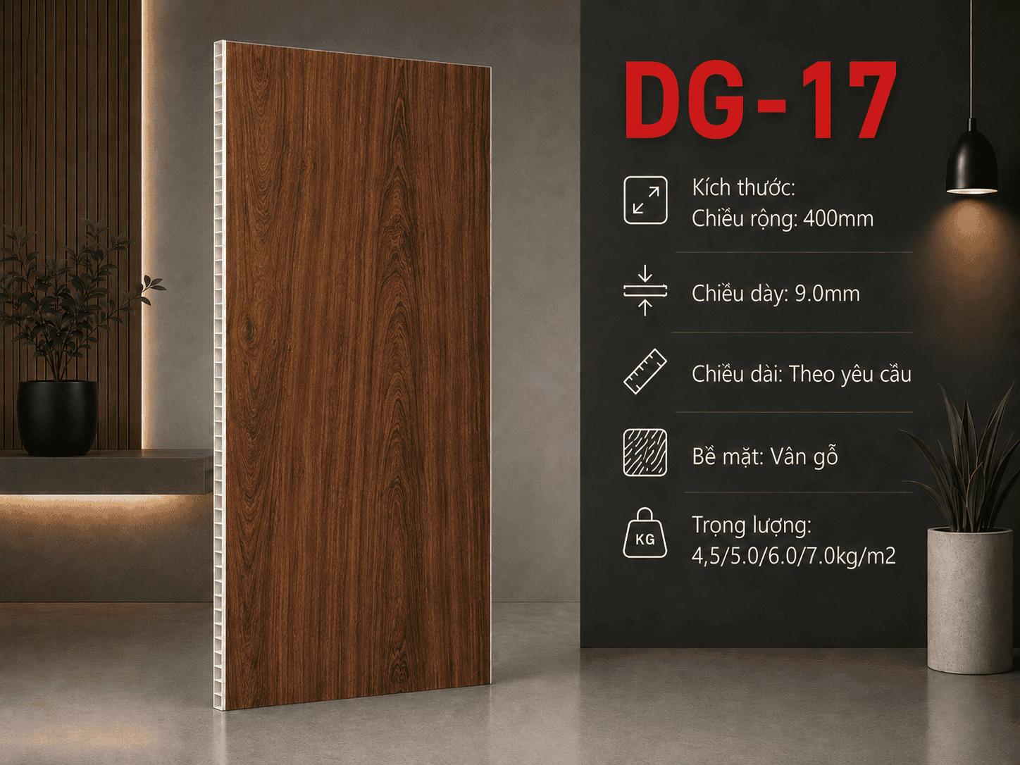 Tấm Ốp Nano DG-17 Nhựa PVC Vân Gỗ