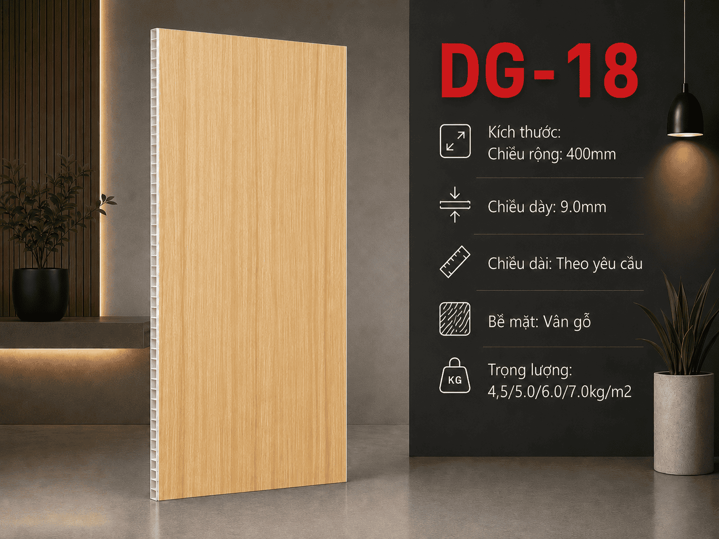 Tấm Ốp Nano DG-18 Nhựa PVC Phủ Film