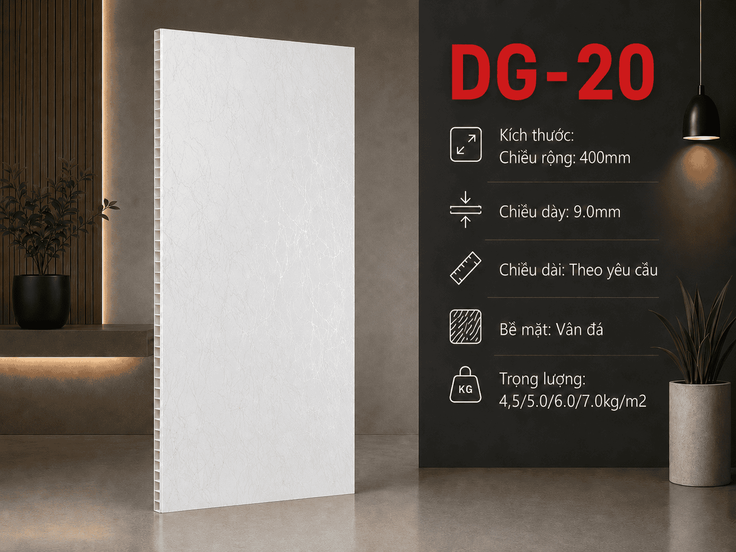 Tấm Ốp Nano DG-20 Nhựa PVC Phủ Film
