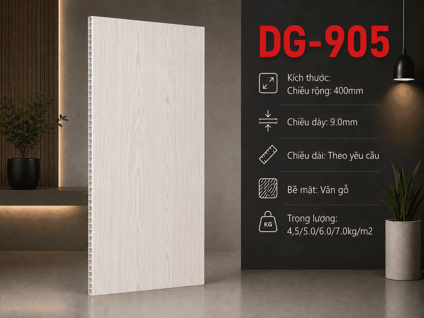 Tấm Ốp Nano DG-905 Nhựa PVC Vân Gỗ Sồi