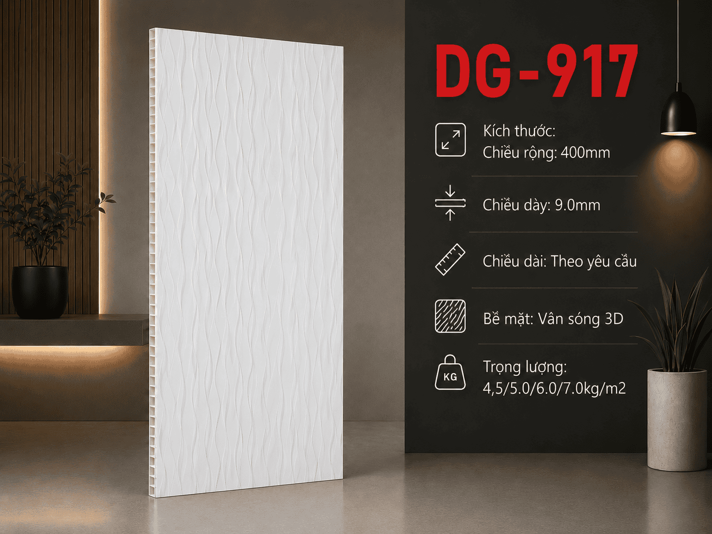 Tấm Ốp Nano DG-917 Bề Mặt Vân Sóng 3D