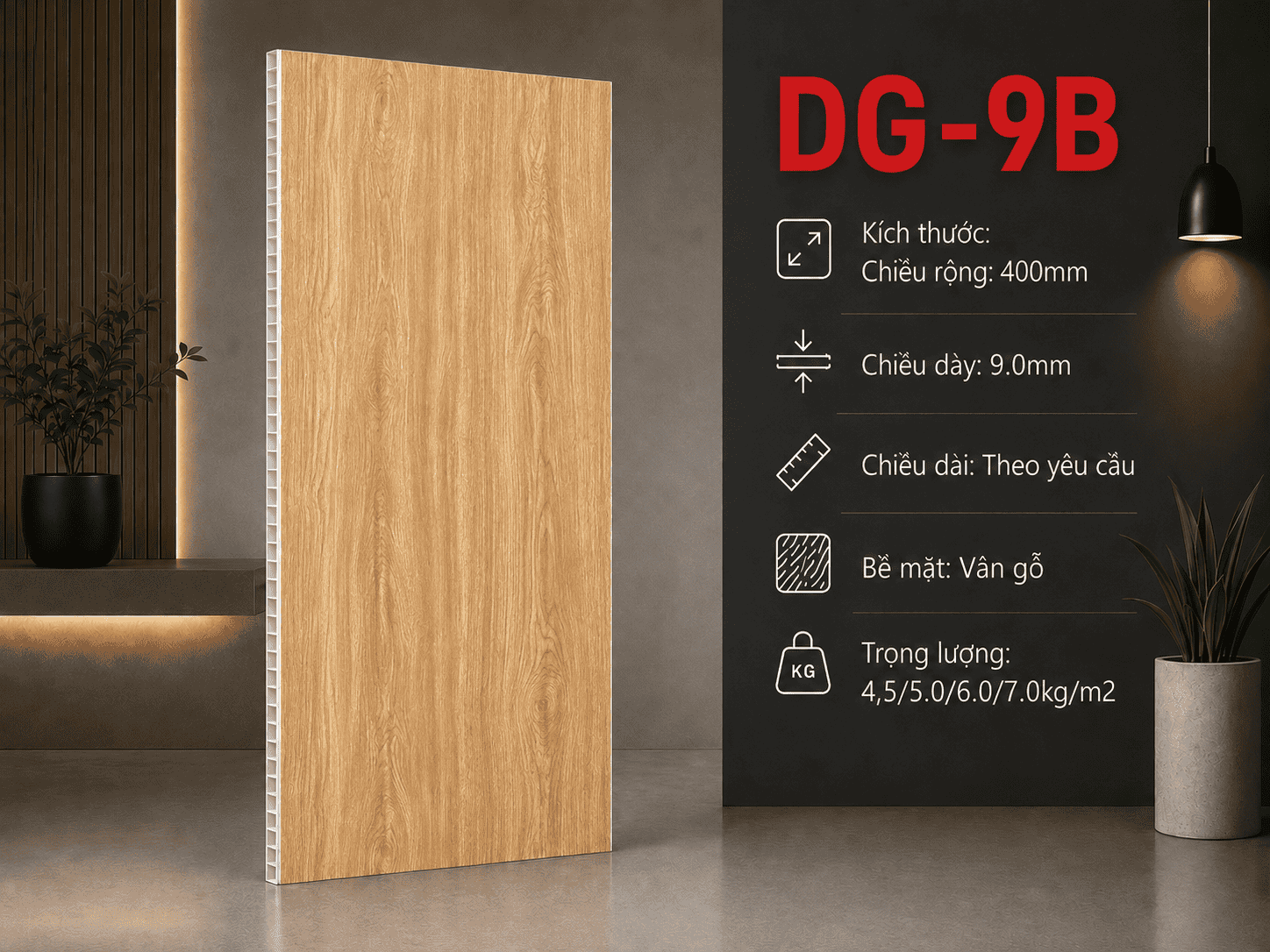 Tấm Ốp Nano DG-9B Phẳng Nhựa PVC Phủ Film