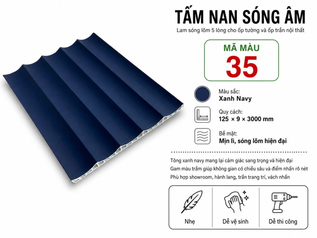 Tấm Nan Sóng Âm Màu 35 Xanh Navy