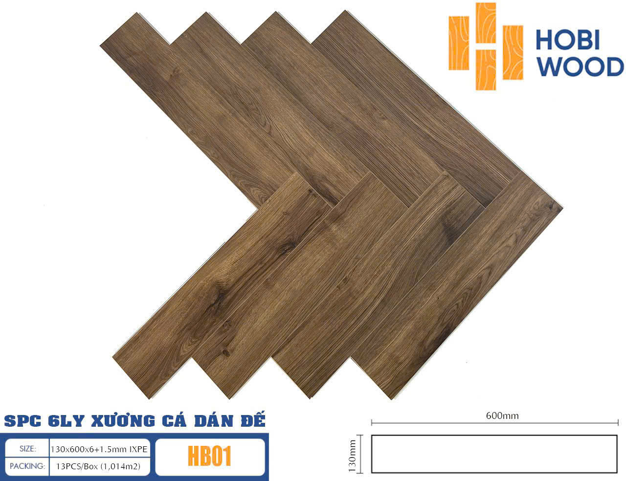 Sàn Nhựa Xương Cá Hobi Wood HB01